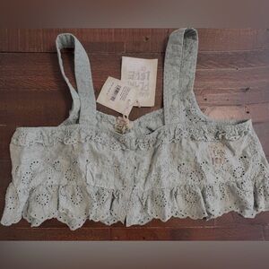 Magnolia Pearl Olive Eyelet Ruffle Cami Tank